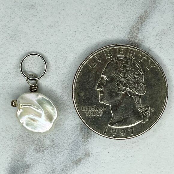 Silver Tone Small Dainty Shell Upcycled Pendant - Picture 1 of 4